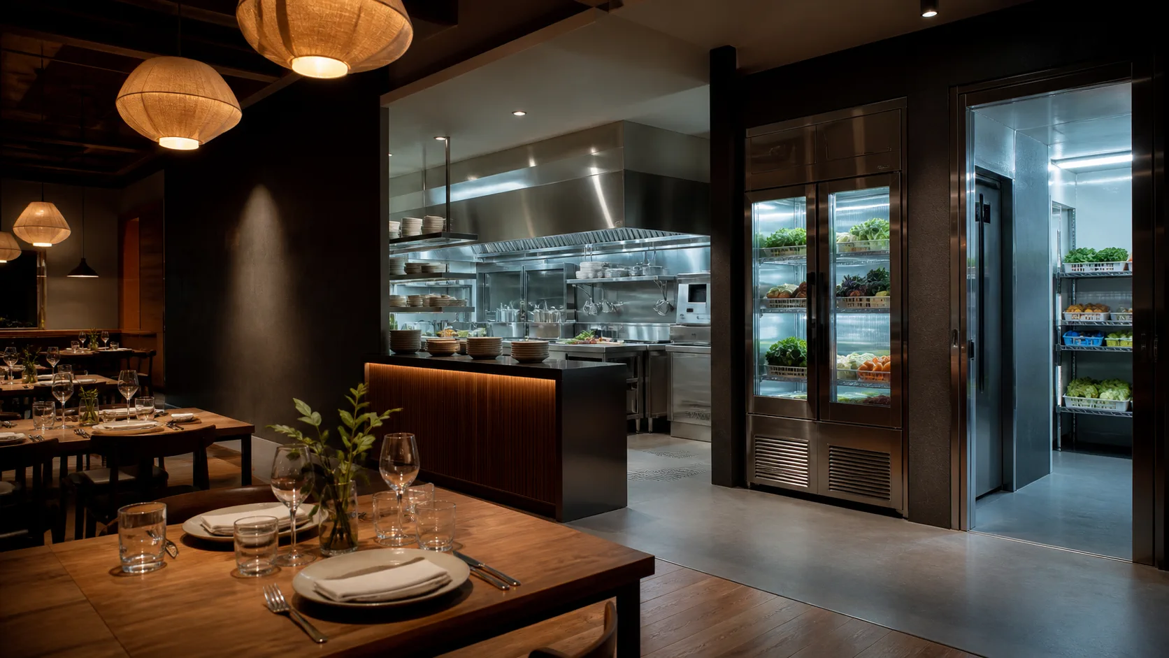 Clean hospitality preparation area with commercial electrical infrastructure