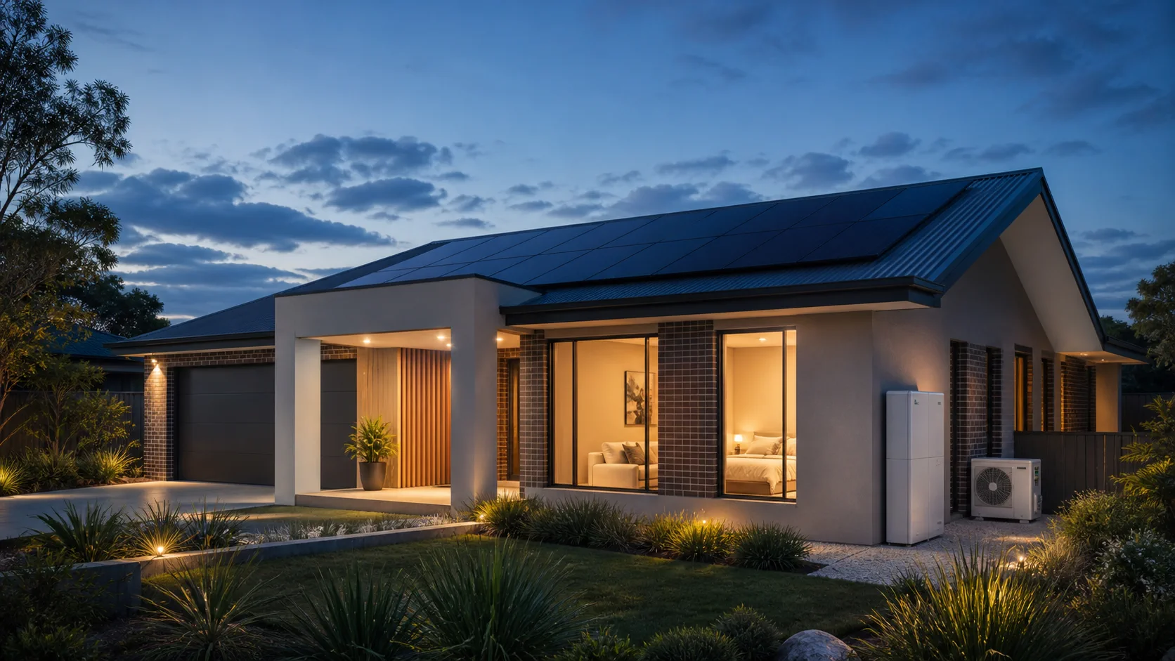 Contemporary Sydney-style home exterior with integrated lighting